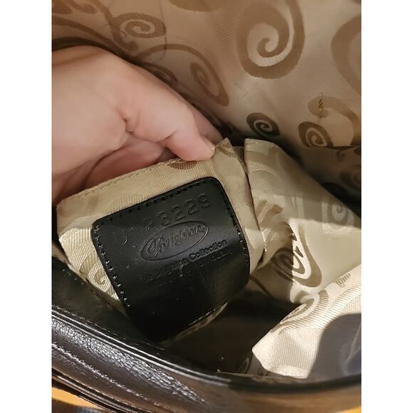 Brighton Black Leather Crossbody Bag Embossed Croc Organizer Silver Clasp - Picture 9 of 15